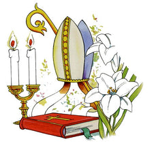 Carica l'immagine nel visualizzatore di Gallery, CIALDA PER TORTE IN PASTA DI ZUCCHERO "SANTA CRESIMA" - FORMATO A4