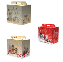 Carica l'immagine nel visualizzatore di Gallery, SCATOLA PER PANETTONE/PANDORO + BOTTIGLIE ED ALTRO, CON MANIGLIA, NATALIZIA