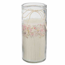 Carica l&#39;immagine nel visualizzatore di Gallery, candela in vaso di vetro trasparente con stampa fiorata
