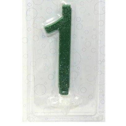 maxi candelina di compleanno verde glitter numero 1