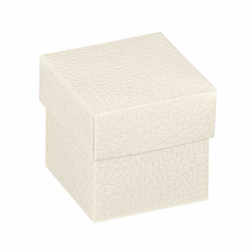 scatola in cartoncino per bomboniere bianca effetto pelle