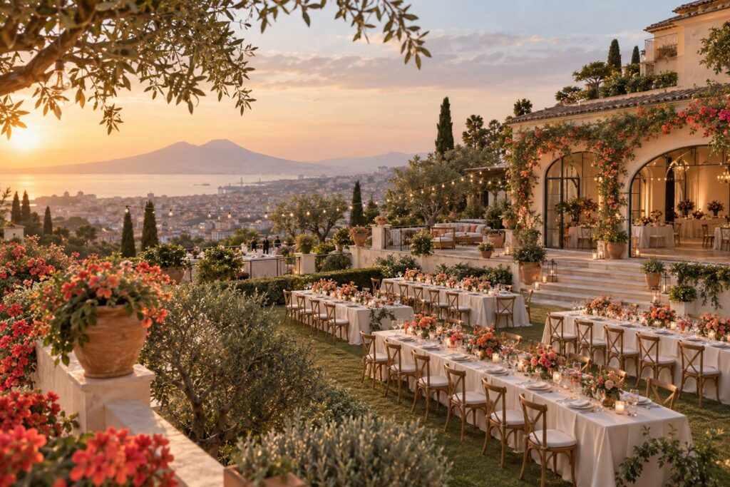 Illustration éditoriale du sujet : Villa Scipione: ricevimenti di matrimonio, cosa offre