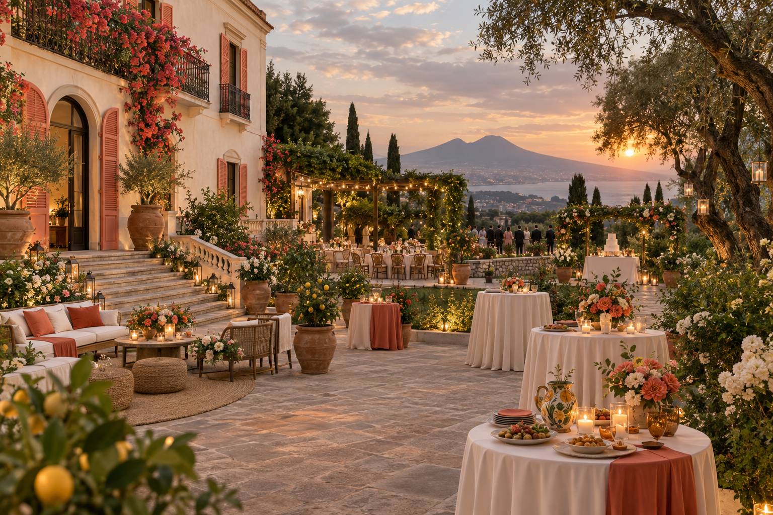Illustration éditoriale du sujet : Villa Vittoria Boscotrecase: nozze con vista Vesuvio, info