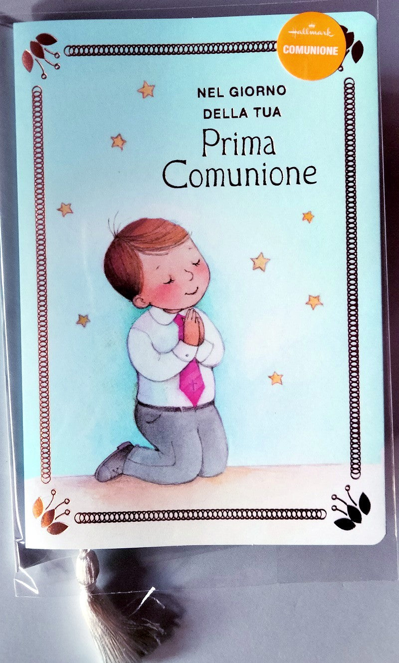 BIGLIETTO PER LA PRIMA COMUNIONE A LIBRETTO - BOY