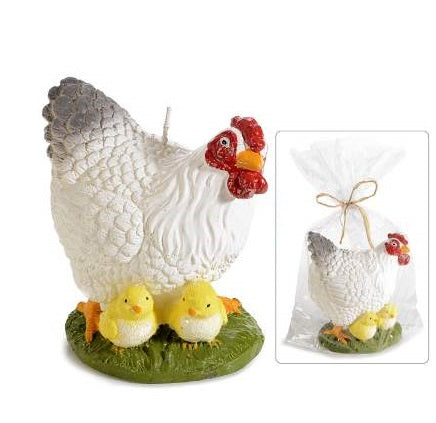 CANDELE A FORMA DI GALLINA CON PULCINI IN CONFEZIONE SINGOLA