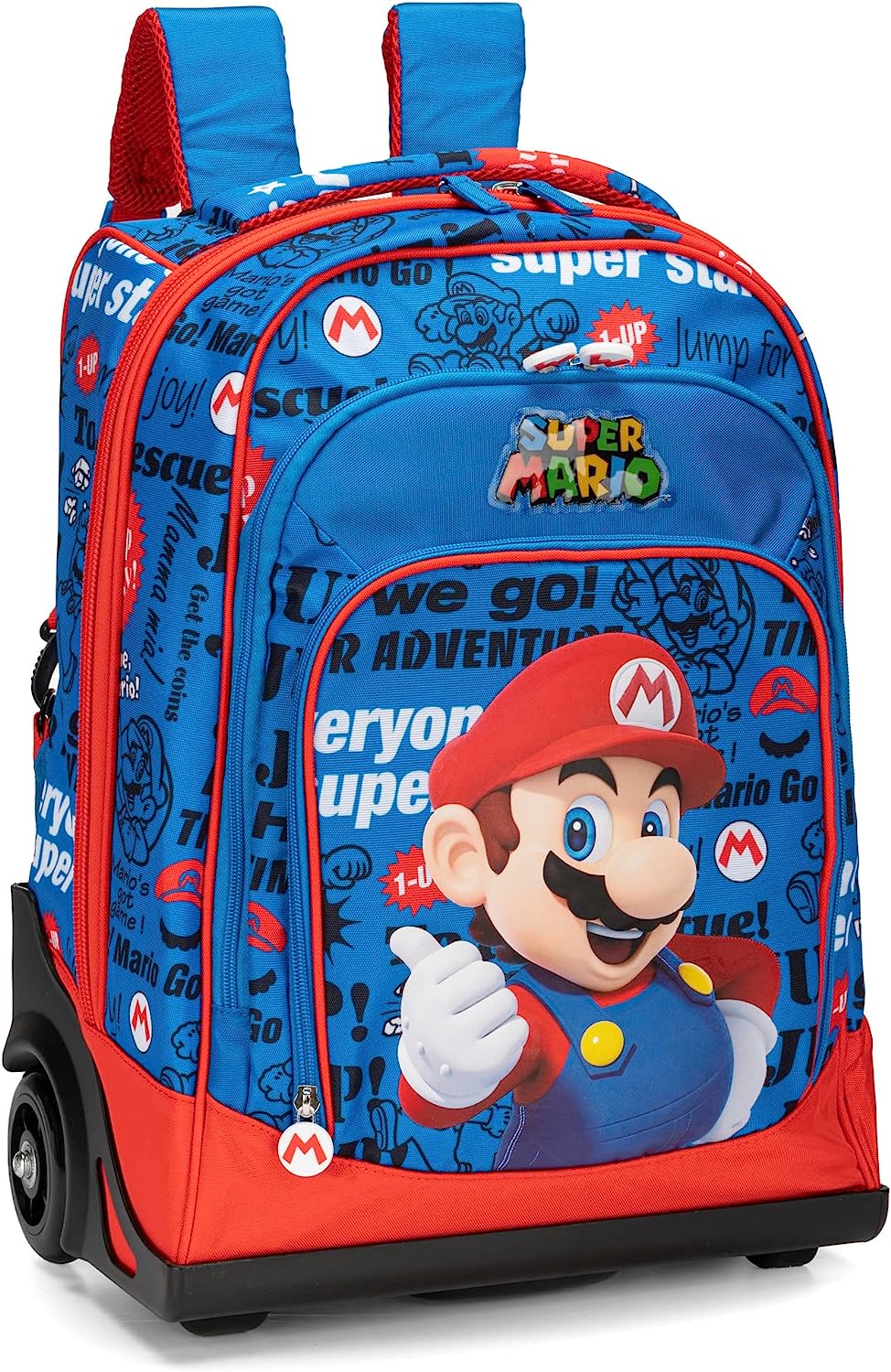 SUPERMARIO - ZAINO TROLLEY SCUOLA REGOLABILE CON MANIGLIA E SPALLACCI A SCOMPARSA