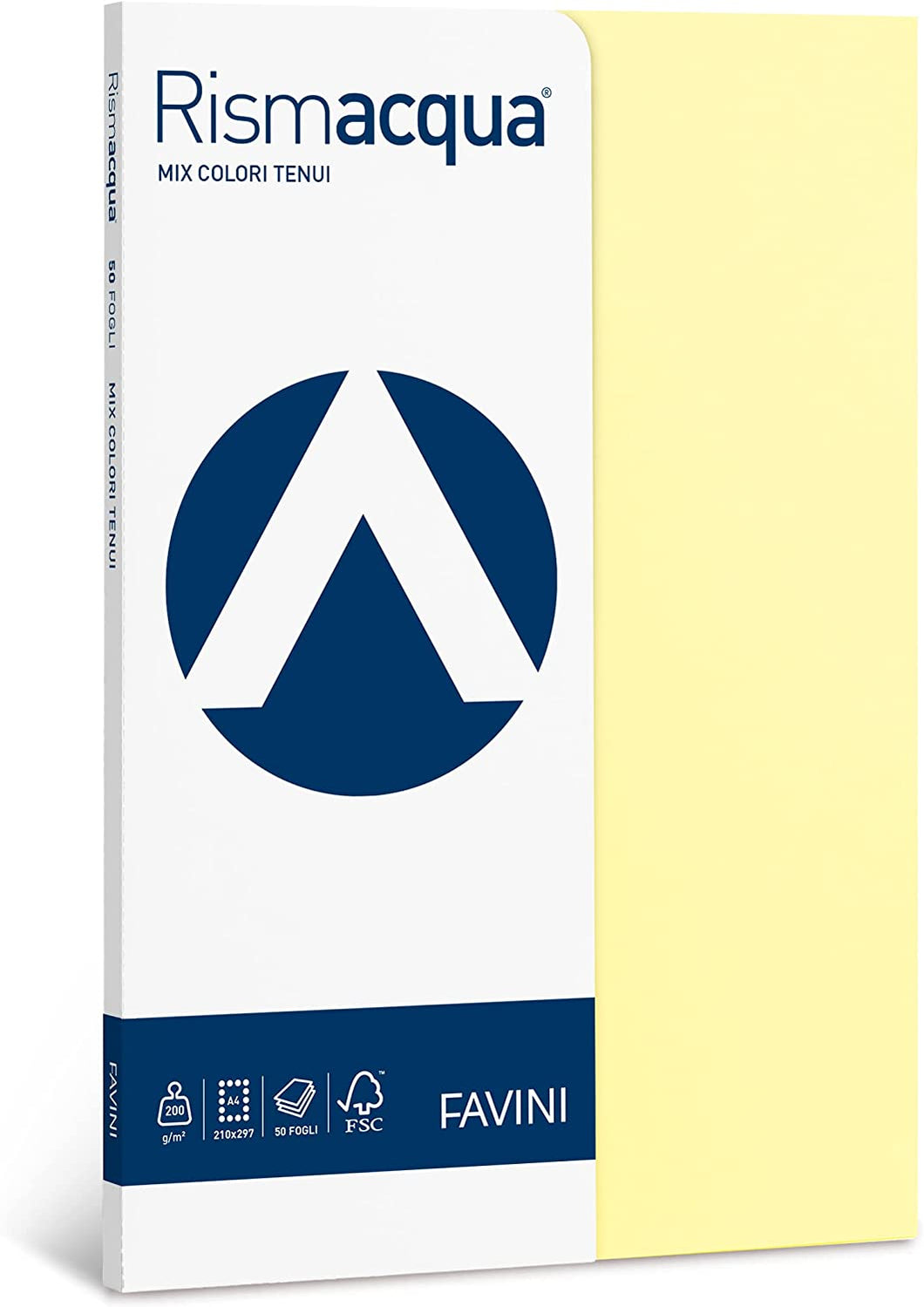FAVINI - CARTONCINO FORMATO A4 - 50 FOGLI CM 21x29,7 - 5 Colori Assortiti Tenui, pastello