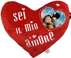 cuscino a forma di cuore con portafoto