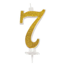 Carica l&#39;immagine nel visualizzatore di Gallery, maxi candeline di compleanno oro glitter numero 7
