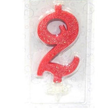 Carica l&#39;immagine nel visualizzatore di Gallery, maxi candeline di compleanno rossa glitter numero 2

