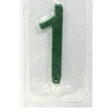 Carica l&#39;immagine nel visualizzatore di Gallery, maxi candelina di compleanno verde glitter numero 1
