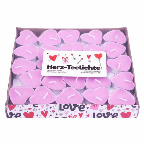 candele scaldavivande a forma di cuore rosa