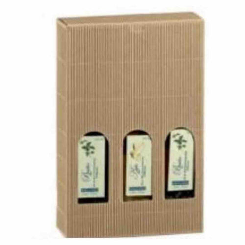 scatola in cartoncino ondulato per tre bottiglie di olio