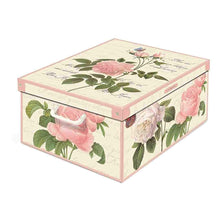 Carica l&#39;immagine nel visualizzatore di Gallery, scatola in cartone con manici lavateli fantasia rose
