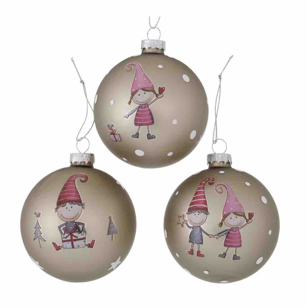 sfere di vetro natalizie con decorazione bimbi