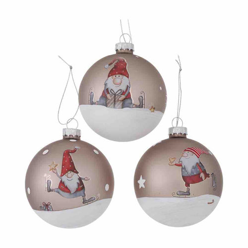 sfere di vetro natalizie con decorazione babbo natale