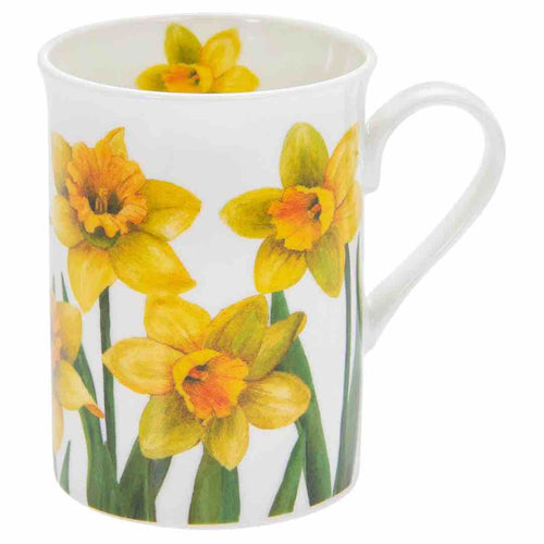 tazza in ceramica con narciso giallo