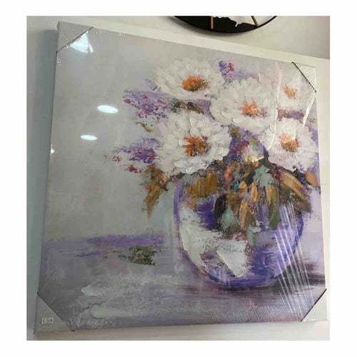 quadro con stampa dai toni lilla con vaso di fiori