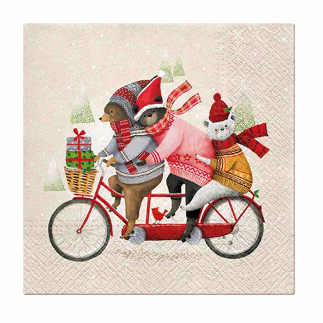 tovaglioli natalizi con orsetti in bici