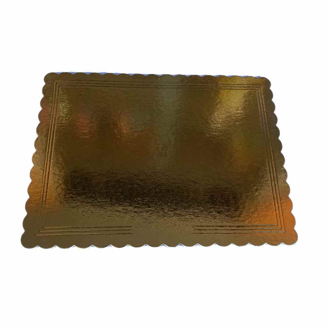 vassoio rettangolare in cartoncino oro per alimenti