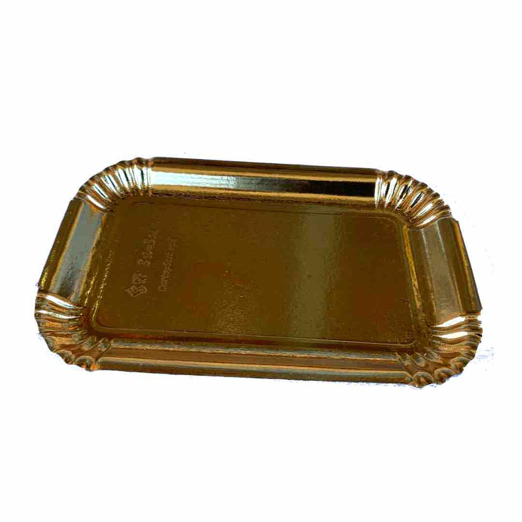vassoio in cartoncino oro per alimenti rettangolare 
