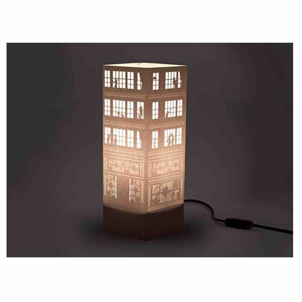 lampada da tavolo w-lamp con immagine edificio notturno